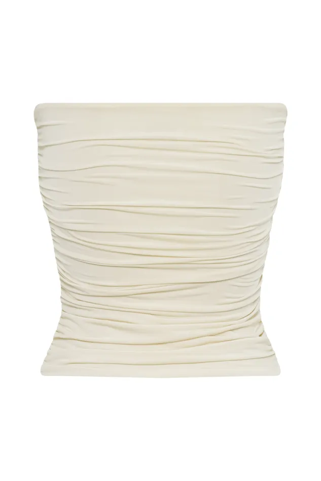 Women Meshki Tops Winslet Strapless Slinky Longline Top With Shell Hardware 8211 Ivory