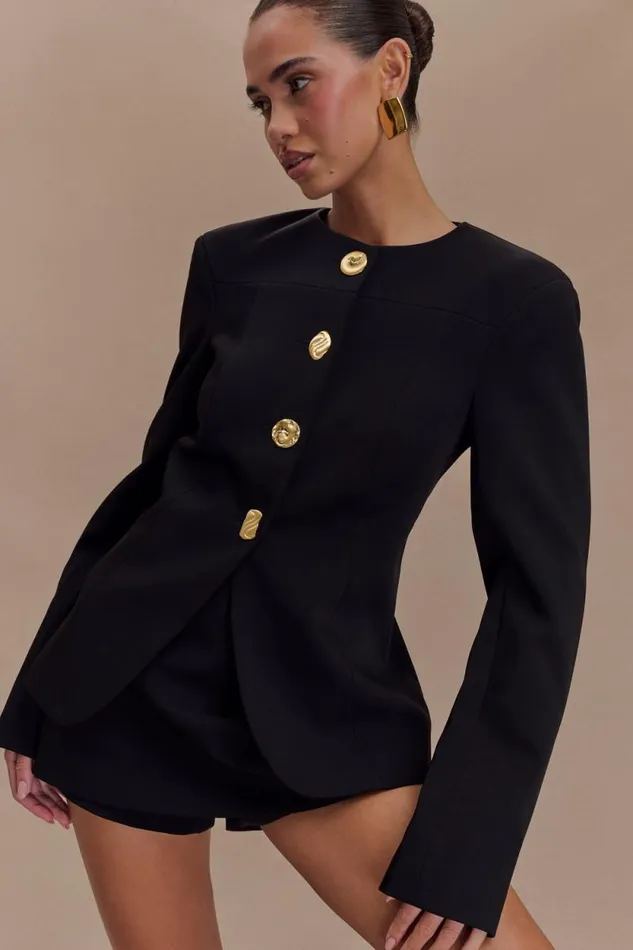 Women Meshki Two Piece Sets Asia Mixed Button Blazer 8211 Black