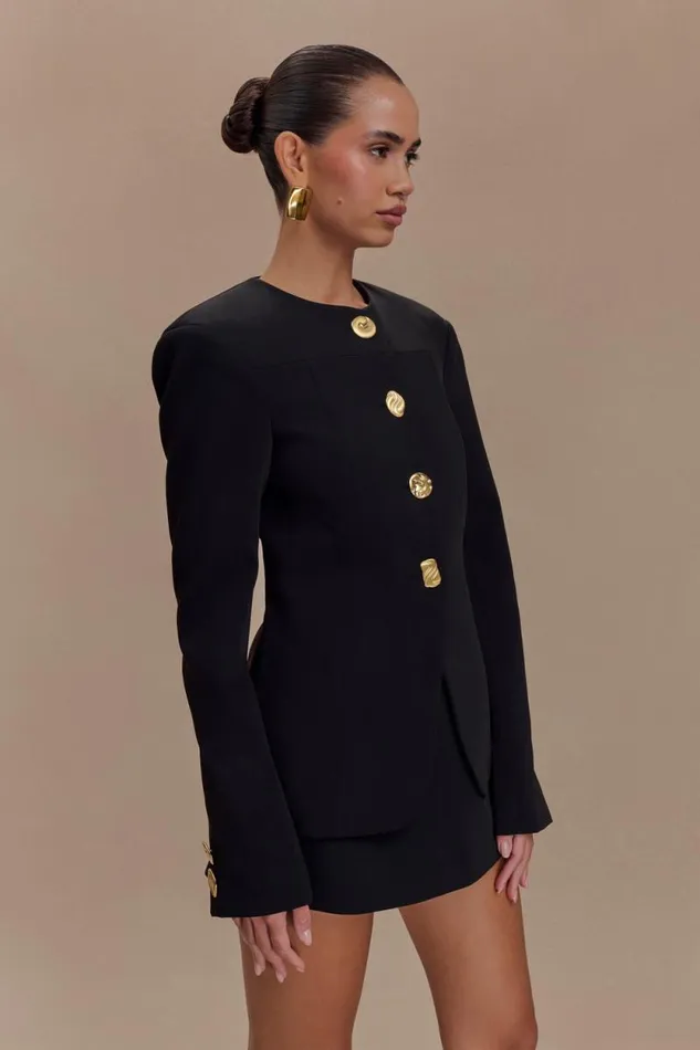 Women Meshki Two Piece Sets Asia Mixed Button Blazer 8211 Black