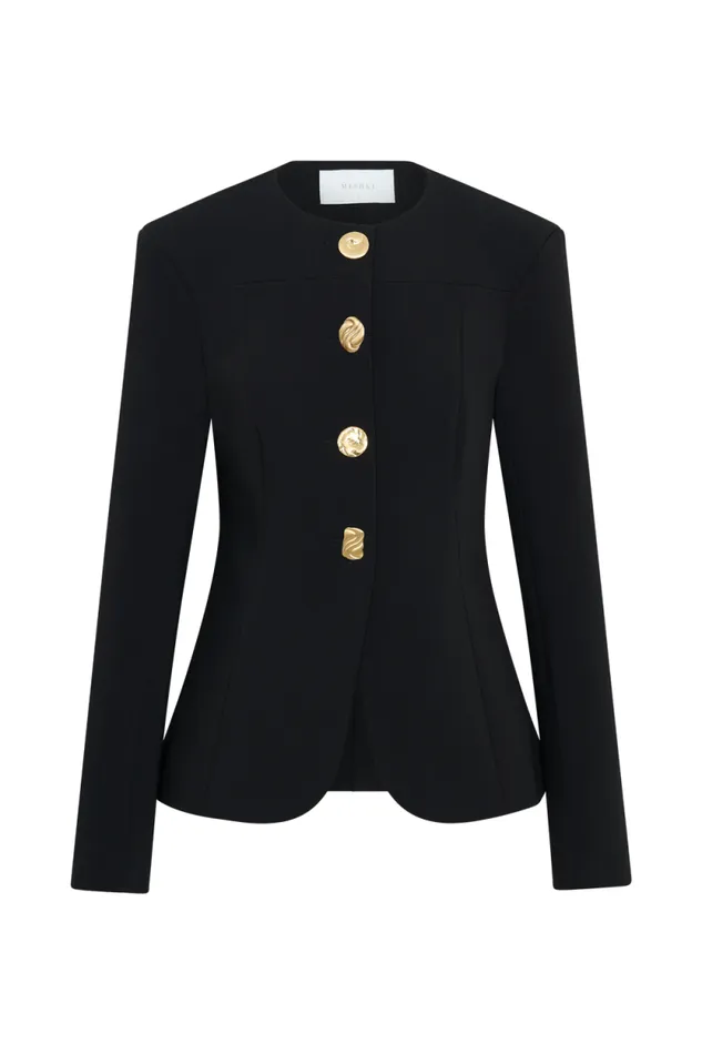 Women Meshki Two Piece Sets Asia Mixed Button Blazer 8211 Black