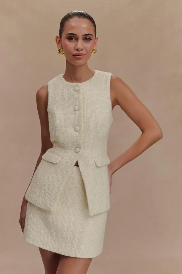 Women Meshki Two Piece Sets Camilla Boucle Sleeveless Vest 8211 Ivory