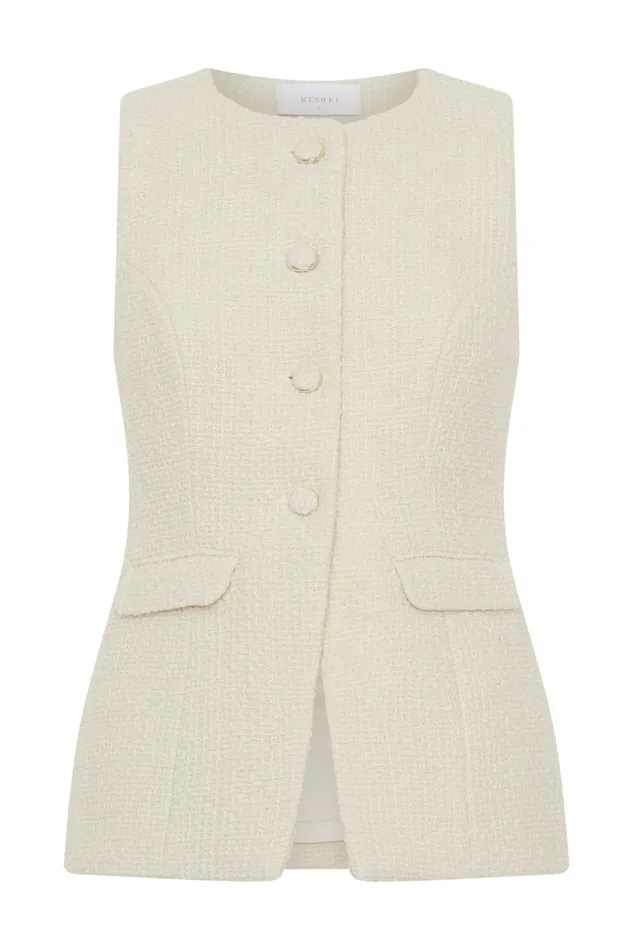 Women Meshki Two Piece Sets Camilla Boucle Sleeveless Vest 8211 Ivory