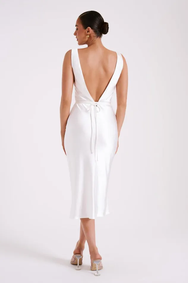 Women Meshki Two Piece Sets Elouise Tie Around Satin Midi Dress 8211 Ivory