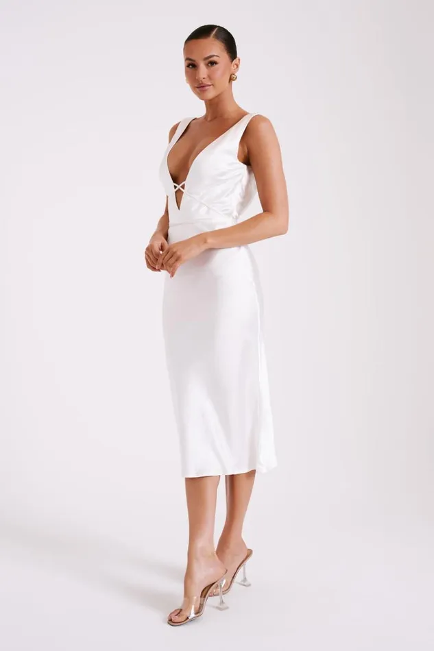 Women Meshki Two Piece Sets Elouise Tie Around Satin Midi Dress 8211 Ivory