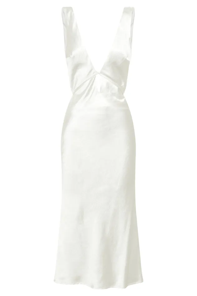 Women Meshki Two Piece Sets Elouise Tie Around Satin Midi Dress 8211 Ivory