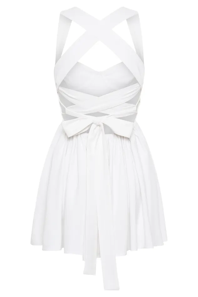 Women Meshki Two Piece Sets Loz Tie Back Linen Mini Dress 8211 White