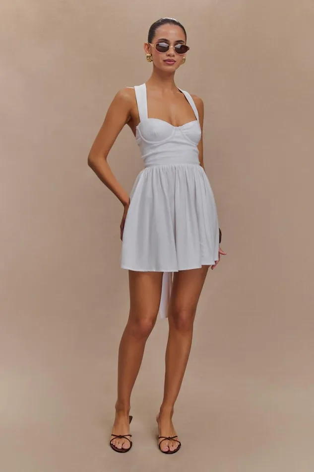 Women Meshki Two Piece Sets Loz Tie Back Linen Mini Dress 8211 White
