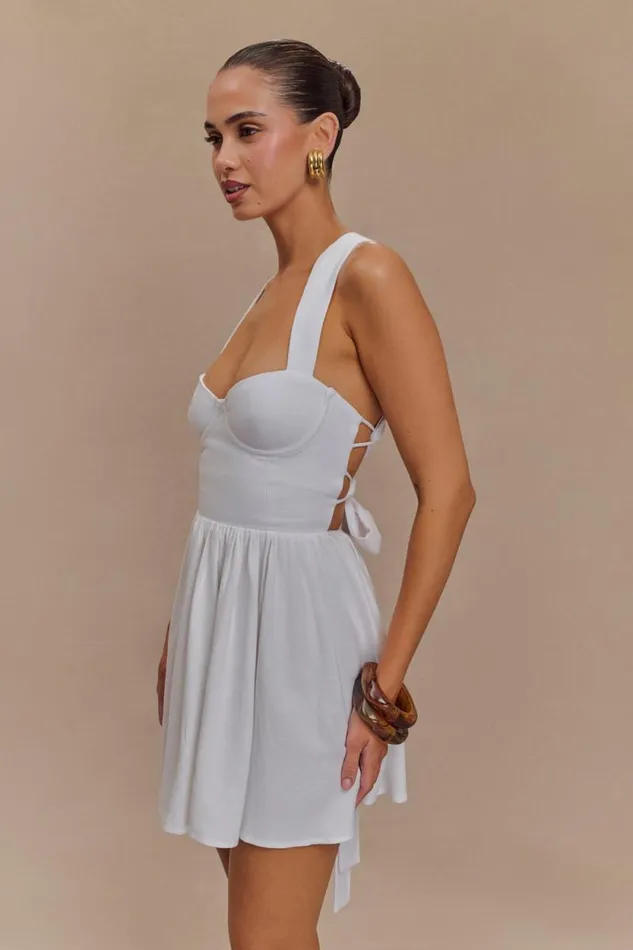 Women Meshki Two Piece Sets Loz Tie Back Linen Mini Dress 8211 White