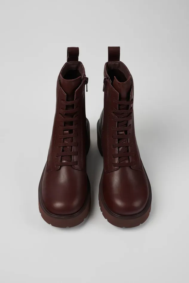 Women Milah Burgundy Laceup Boots Camper Ankle Boots Women Milah Burgundy Laceup Boots Camper Ankle Boots