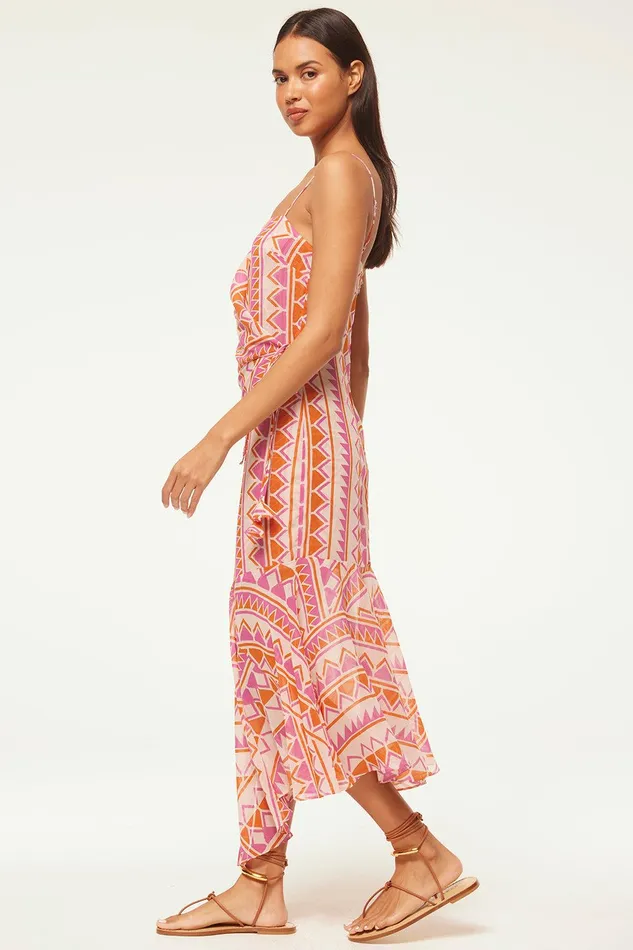 Women MISA Los Angeles Dresses MAYE DRESS Aperol Geo