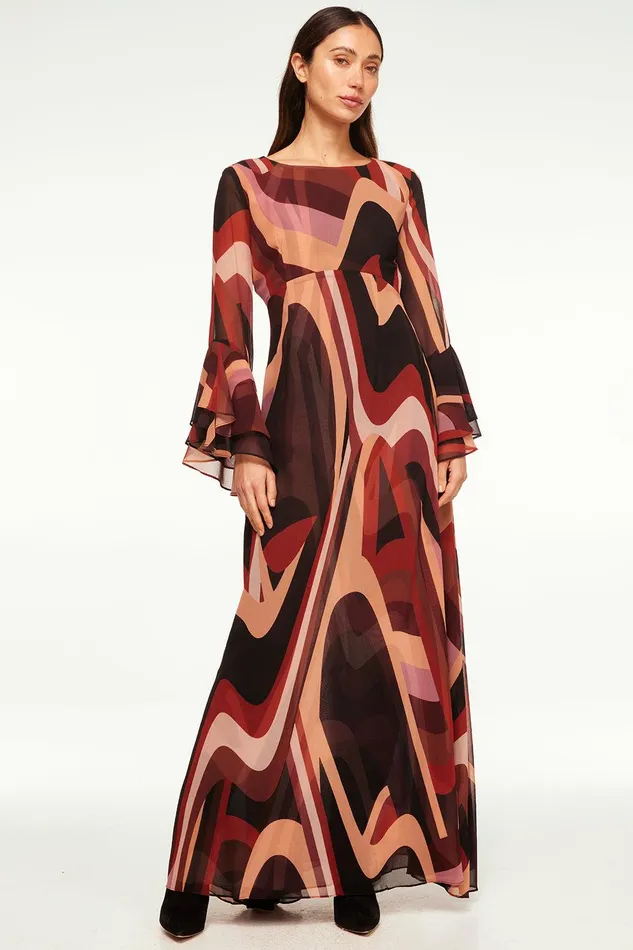 Women MISA Los Angeles Dresses ZOEY DRESS Canyon Stripe Chiffon