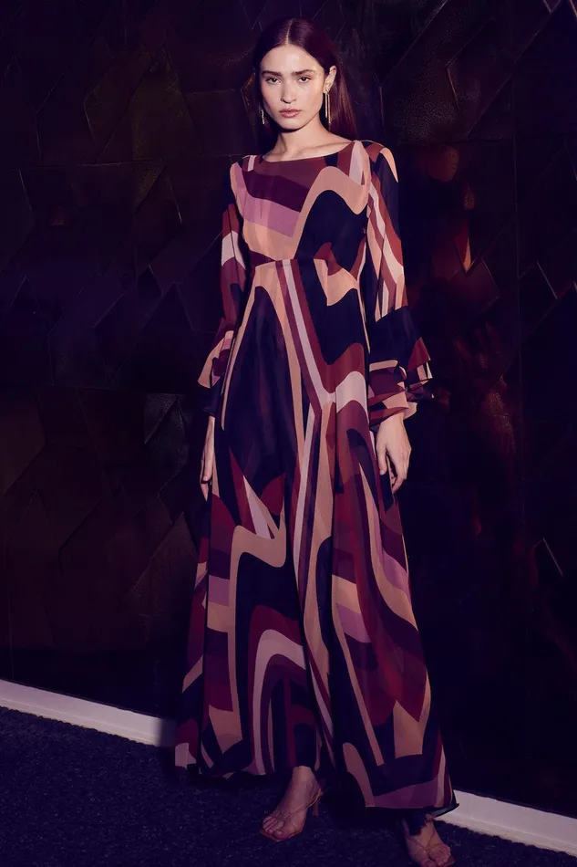 Women MISA Los Angeles Dresses ZOEY DRESS Canyon Stripe Chiffon