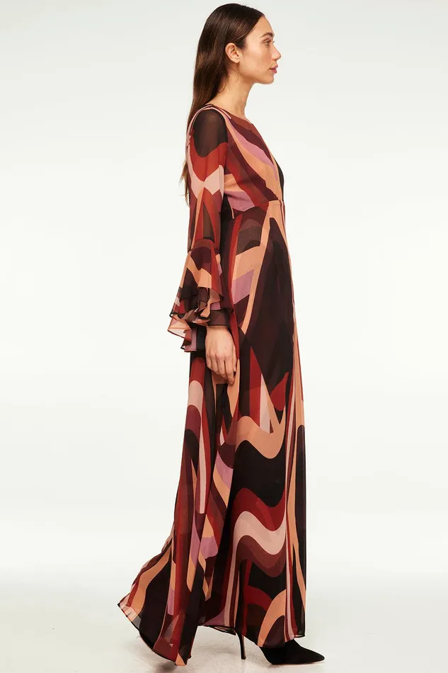 Women MISA Los Angeles Dresses ZOEY DRESS Canyon Stripe Chiffon