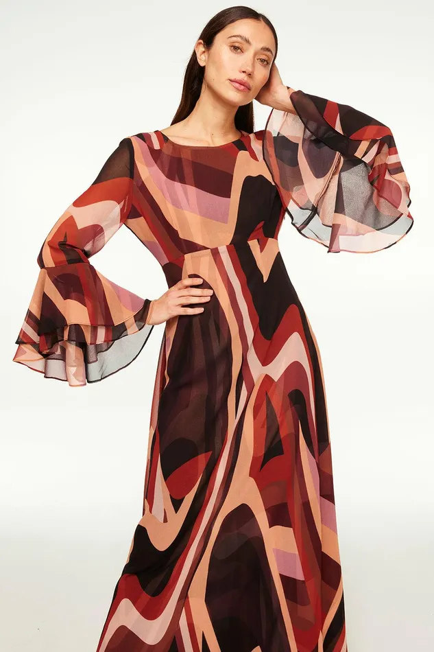 Women MISA Los Angeles Dresses ZOEY DRESS Canyon Stripe Chiffon