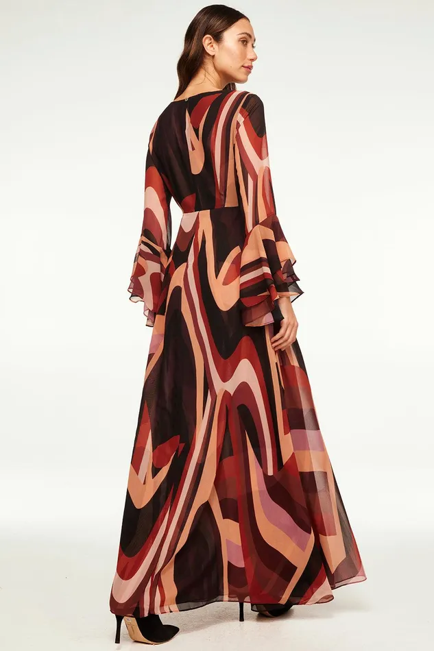 Women MISA Los Angeles Dresses ZOEY DRESS Canyon Stripe Chiffon