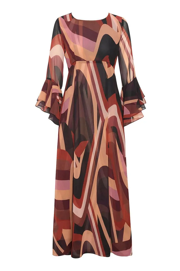 Women MISA Los Angeles Dresses ZOEY DRESS Canyon Stripe Chiffon