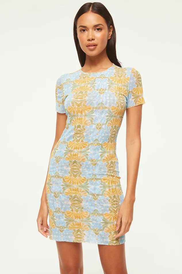 Women MISA Los Angeles Jersey and Mesh VINA DRESS Citrus Slice