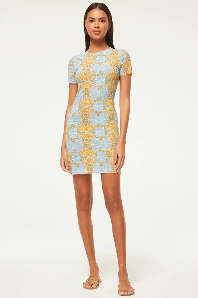 Women MISA Los Angeles Jersey and Mesh VINA DRESS Citrus Slice