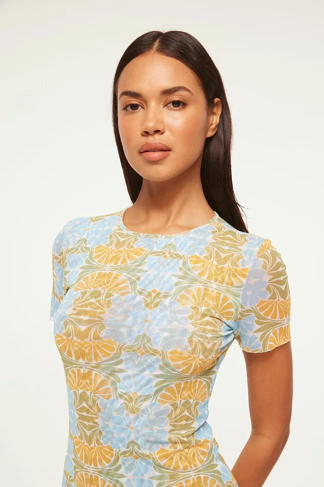 Women MISA Los Angeles Jersey and Mesh VINA DRESS Citrus Slice