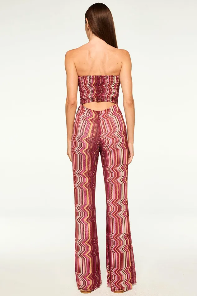 Women MISA Los Angeles Jumpsuits and Rompers LILIA JUMPSUIT La Banda Crimson Mesh