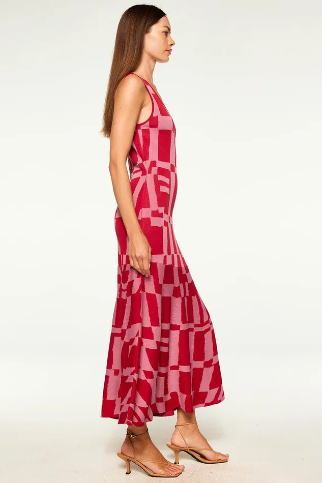 Women MISA Los Angeles Knits BRENNA DRESS Pink and Red