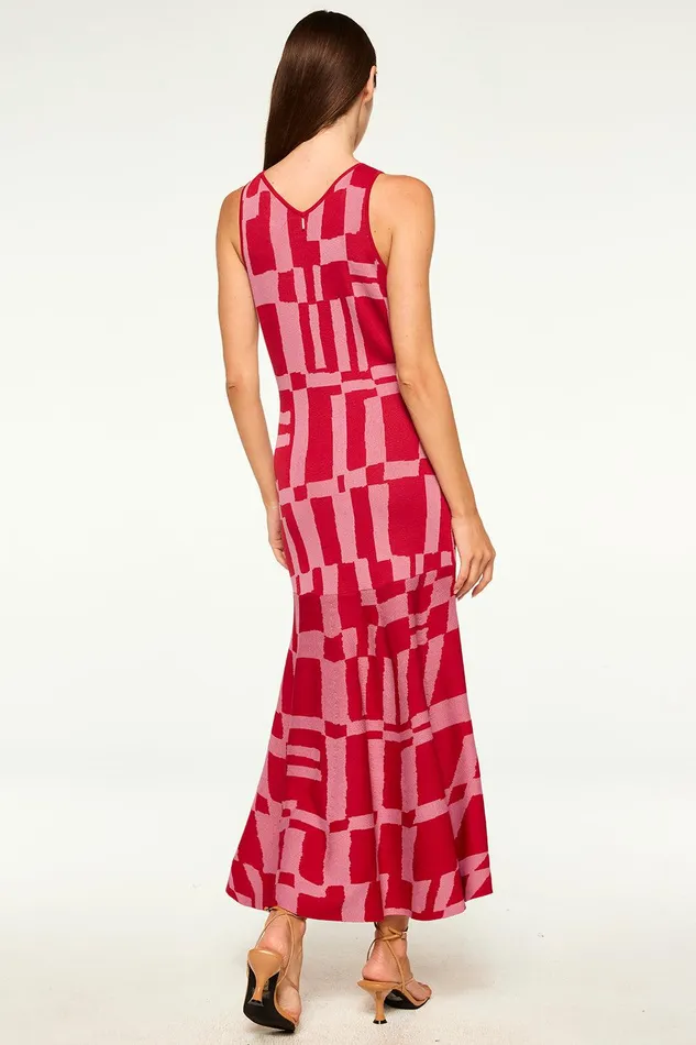 Women MISA Los Angeles Knits BRENNA DRESS Pink and Red