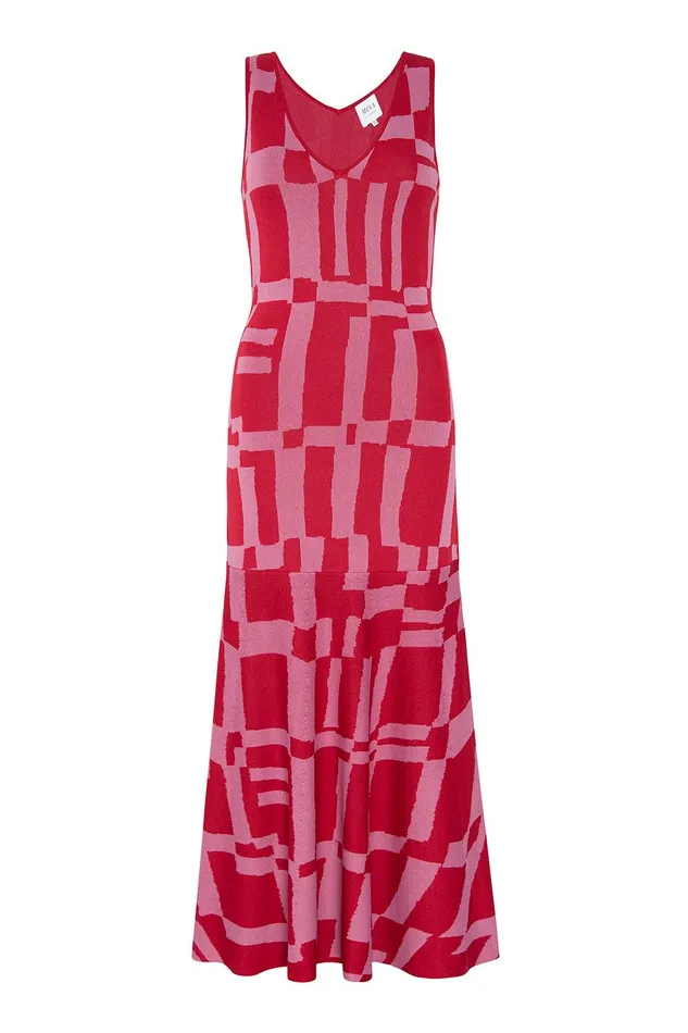 Women MISA Los Angeles Knits BRENNA DRESS Pink and Red