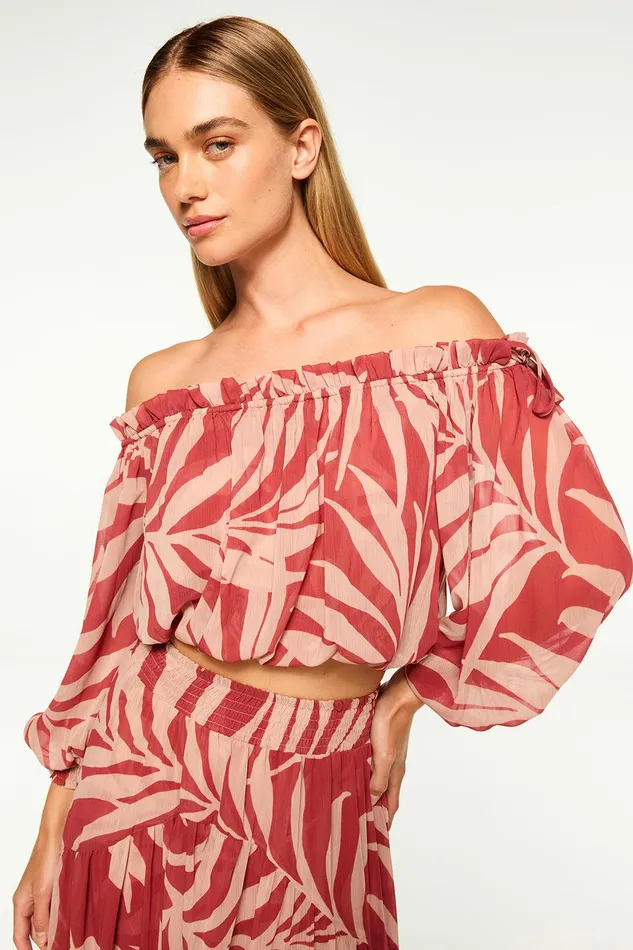 Women MISA Los Angeles Matching Sets EVA TOP Rust Palm Frond