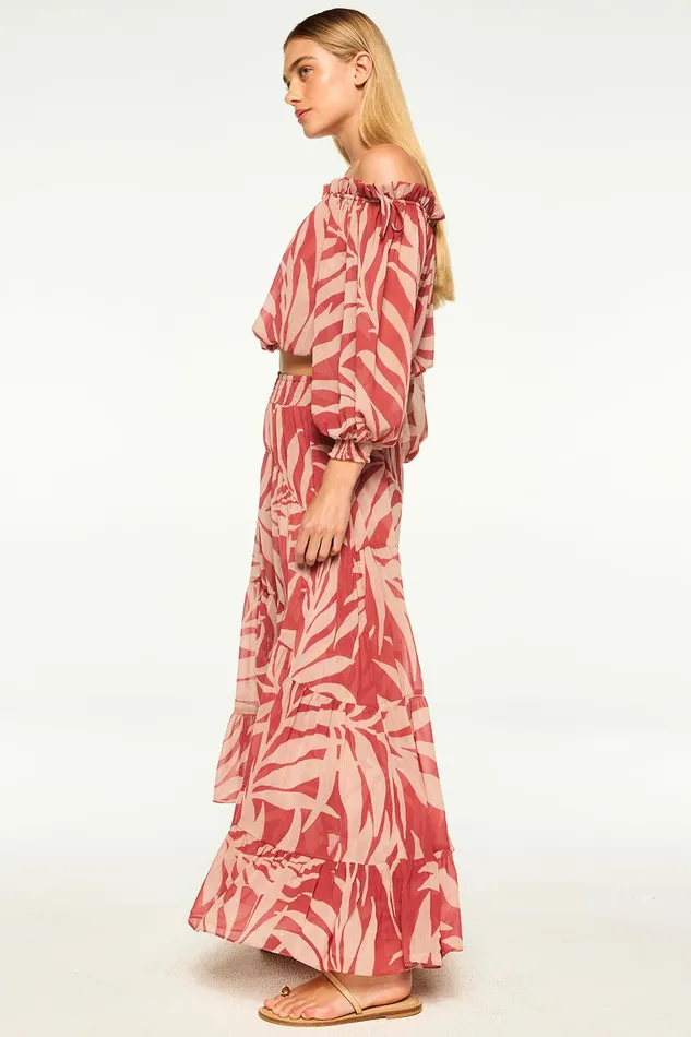 Women MISA Los Angeles Matching Sets EVA TOP Rust Palm Frond