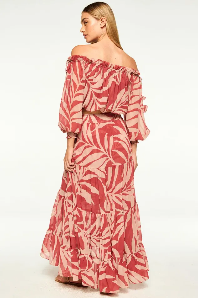 Women MISA Los Angeles Matching Sets EVA TOP Rust Palm Frond