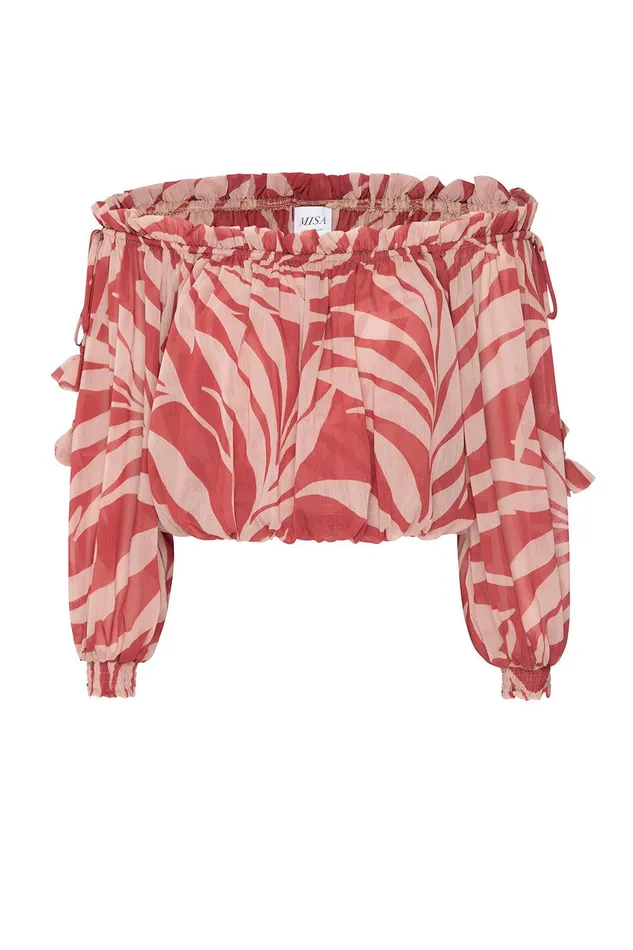 Women MISA Los Angeles Matching Sets EVA TOP Rust Palm Frond
