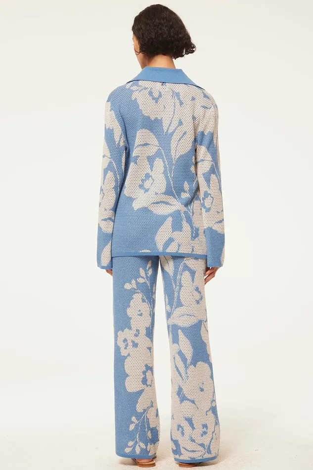 Women MISA Los Angeles Matching Sets LIAM PANT Blue Hibiscus Flora