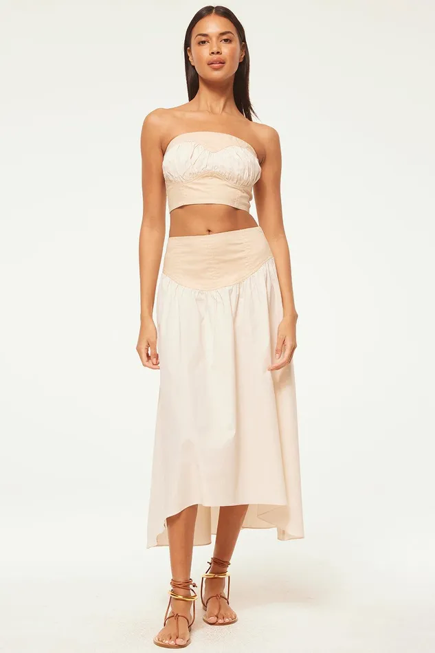Women MISA Los Angeles Matching Sets RAMESH SKIRT Ivory Linen Mix