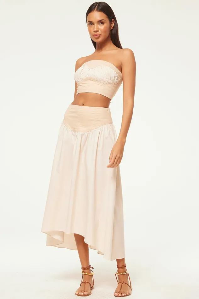 Women MISA Los Angeles Matching Sets RAMESH SKIRT Ivory Linen Mix