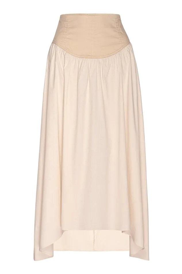 Women MISA Los Angeles Matching Sets RAMESH SKIRT Ivory Linen Mix