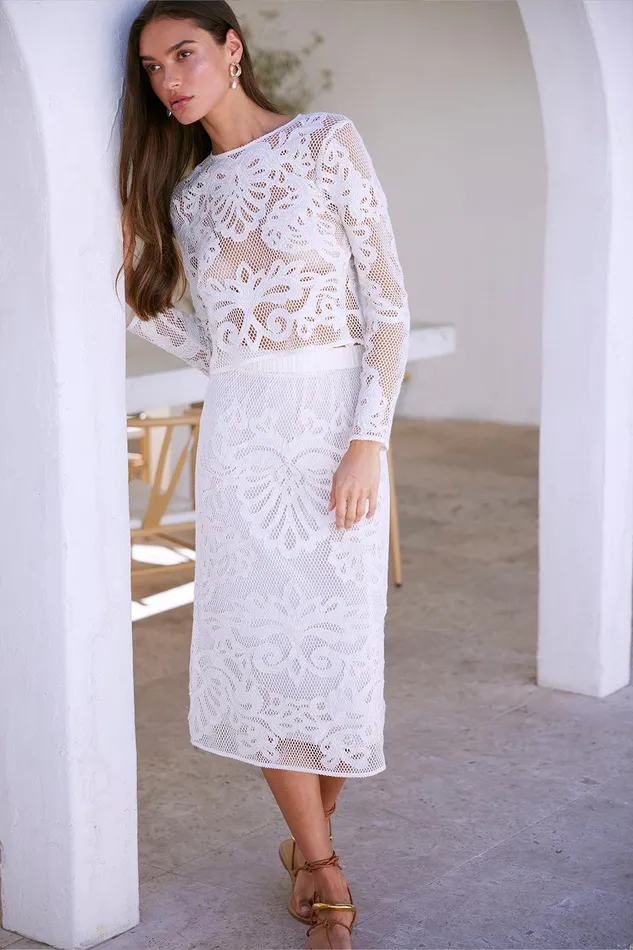 Women MISA Los Angeles Skirts and Shorts KORD SKIRT Embroidered Mesh