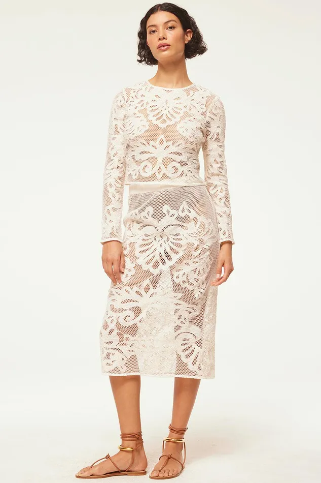 Women MISA Los Angeles Skirts and Shorts KORD SKIRT Embroidered Mesh