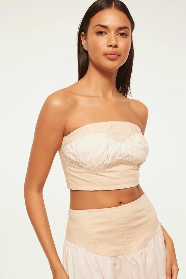 Women MISA Los Angeles Tops GOLNAZ TOP Ivory Linen Mix