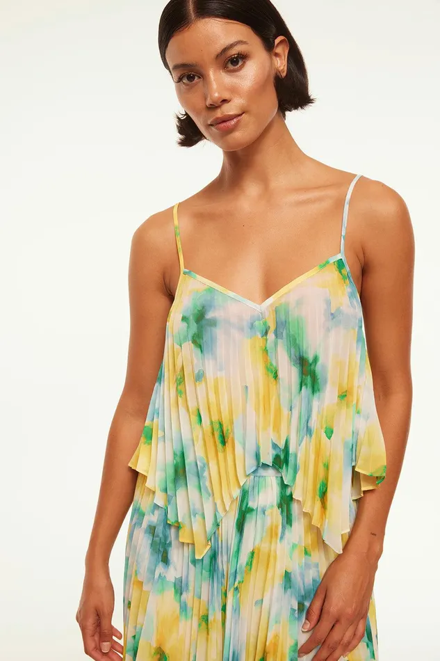 Women MISA Los Angeles Tops NOEMI TOP Citron Watercolor