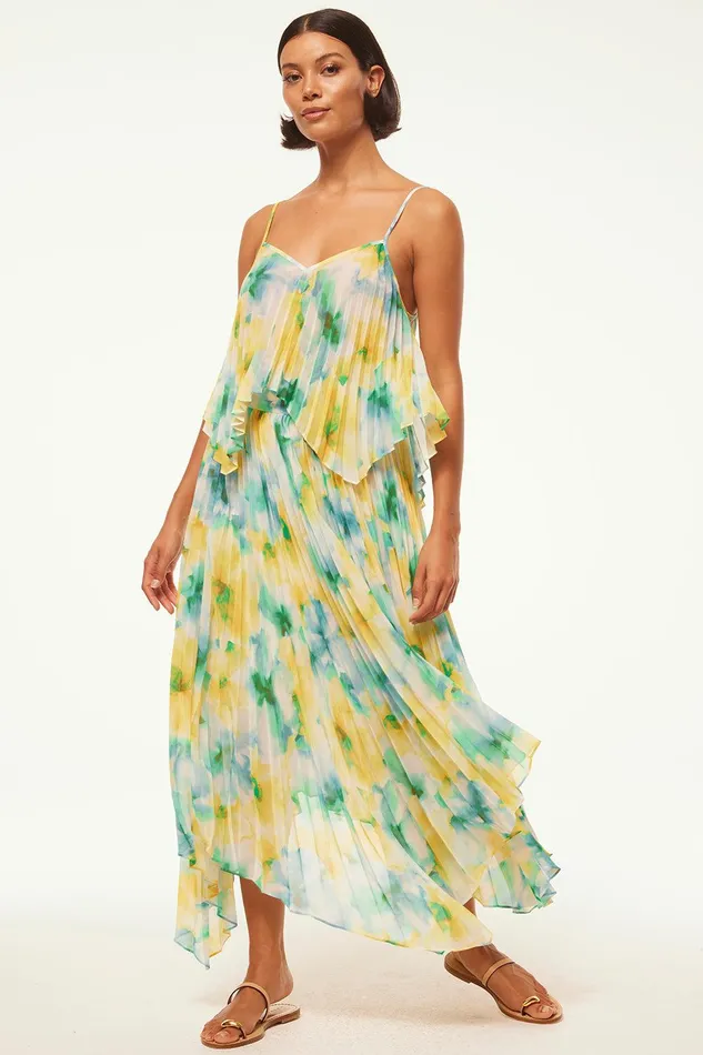 Women MISA Los Angeles Tops NOEMI TOP Citron Watercolor