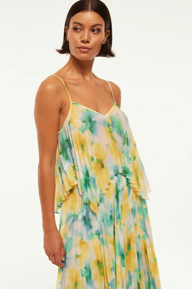 Women MISA Los Angeles Tops NOEMI TOP Citron Watercolor