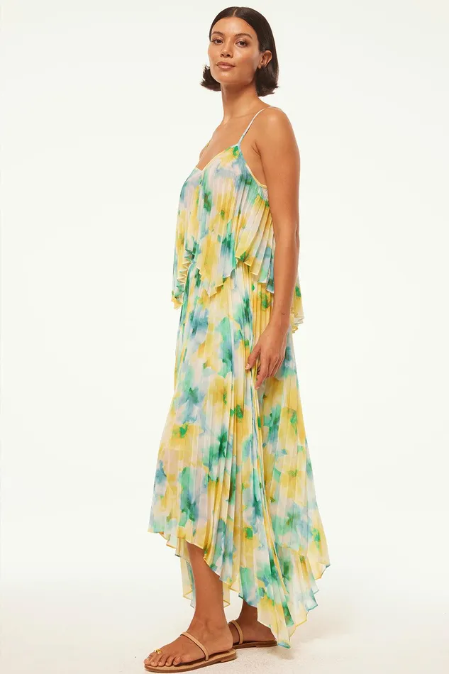 Women MISA Los Angeles Tops NOEMI TOP Citron Watercolor
