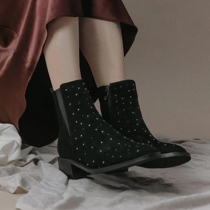 Women Moda In Pelle Black Boots Pernelle Black Alcantara