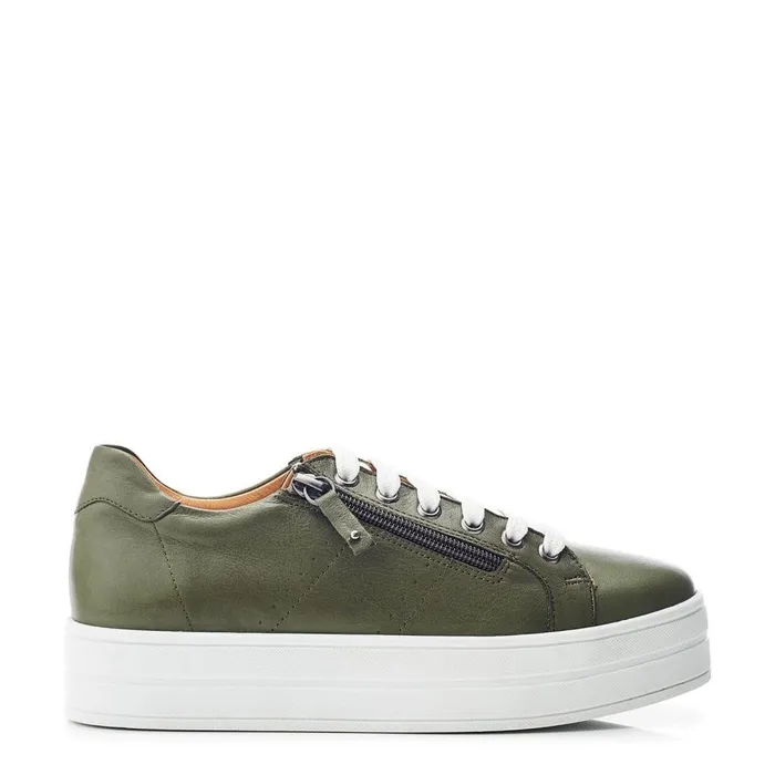 Women Moda In Pelle Chunky Trainers Bsoleful BGlazie Khaki Leather