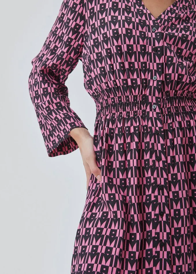 Women Modstrm Dresses BorysMD Print Dress Graphic Heart Cosmos Pink