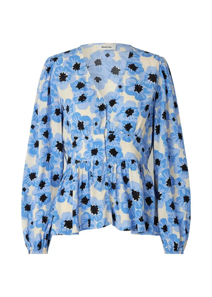 Women Modstrm Tops TorahMD Print Top Blue Pearl Flower