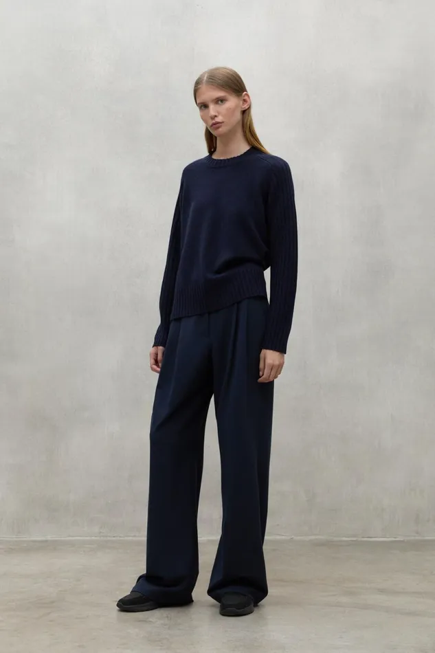 Women Navy Blue Eucalipto Sweater Ecoalf Knitwear