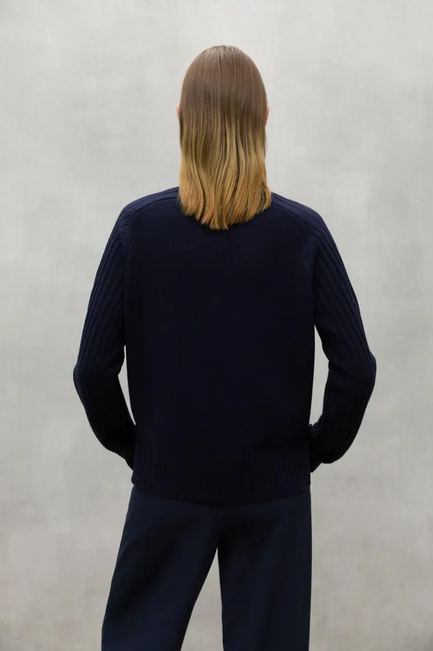 Women Navy Blue Eucalipto Sweater Ecoalf Knitwear