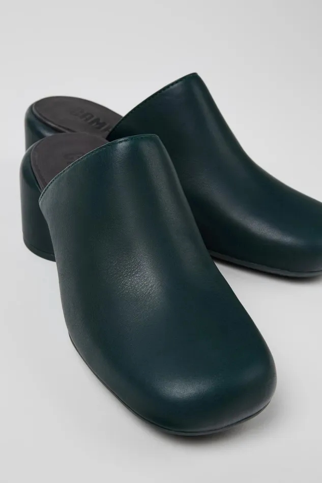 Women Niki Green Leather Clogs Camper Formal Shoes