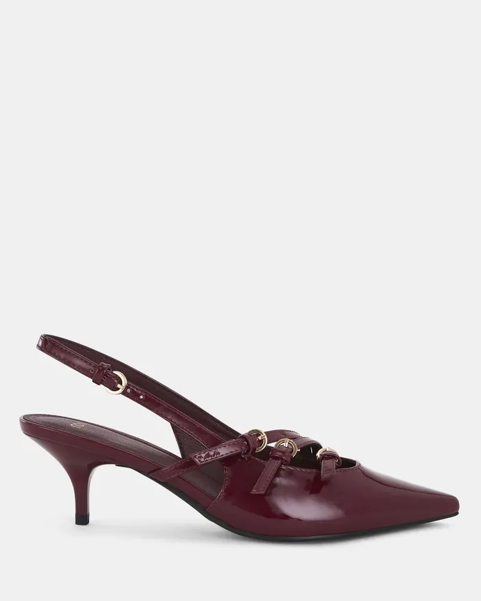 Women NOVO Shoes IMILIA DEEP RED PATENT Closed Toe Heels Party